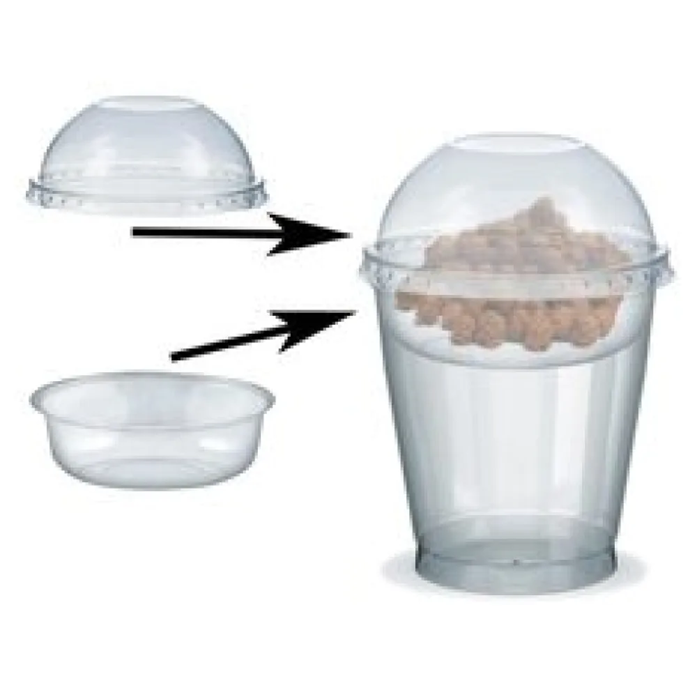 Feinkostbecher für Salat, Müsli, Joghurt mit Einsatz + Deckel 300 ml, 100 Stk.