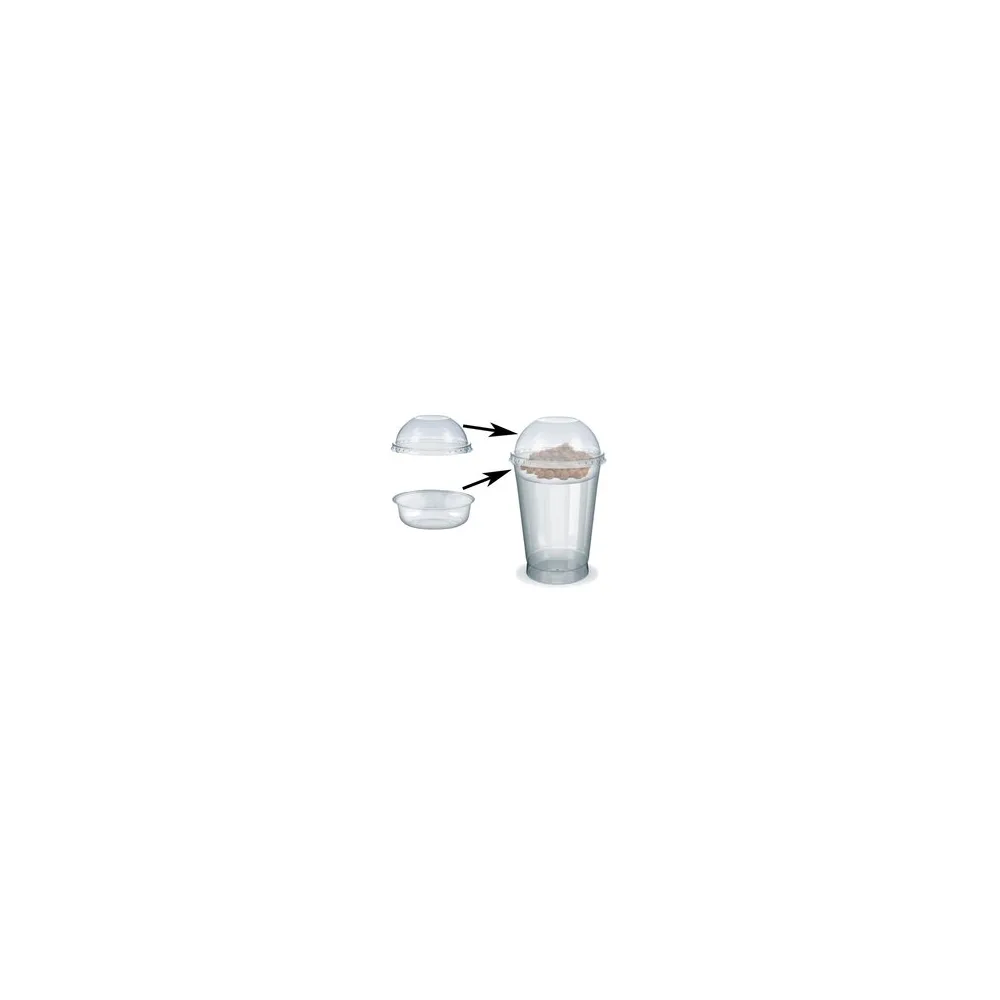 Feinkostbecher für Salat, Müsli, Joghurt mit Einsatz + Deckel 400 ml, 100 Stk.