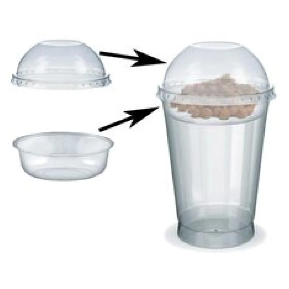 Feinkostbecher für Salat, Müsli, Joghurt mit Einsatz + Deckel 400 ml, 100 Stk.