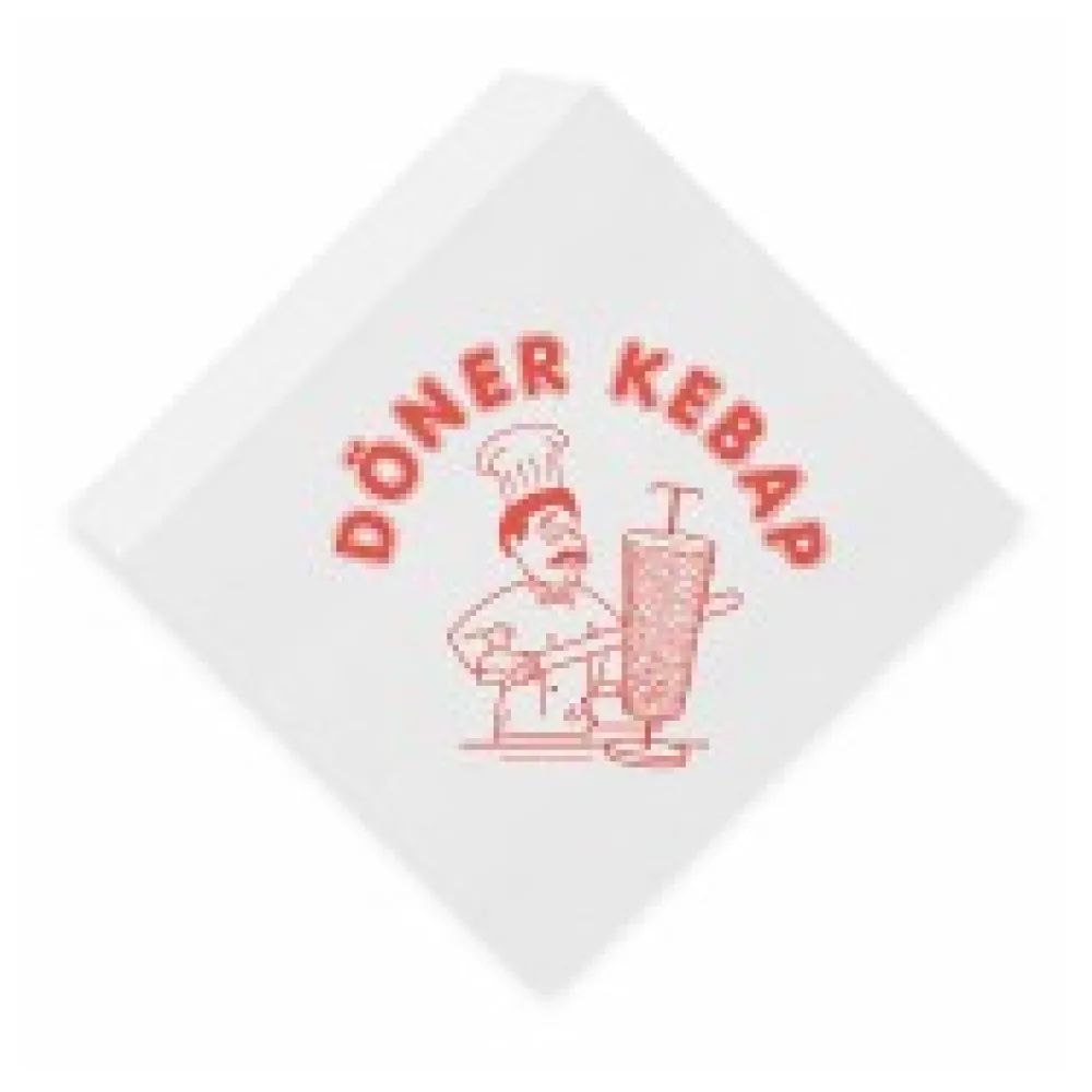 Kebapbeutel 16 x 16 cm, oben und 1x seitlich offen, 500 Stk.