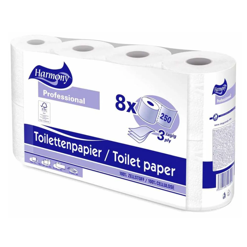 Toilettenpapier 3-lagig Harmony Professional 250 Blatt FSCR-zertifiziert, 8 Stk. – Bild 2