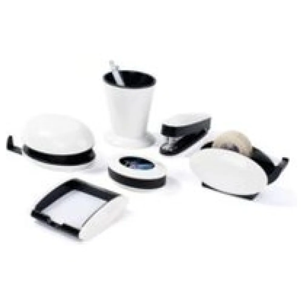trendiges Schreibtischset, 6-teilig, Hochglanz schwarz/weiß – Bild 3