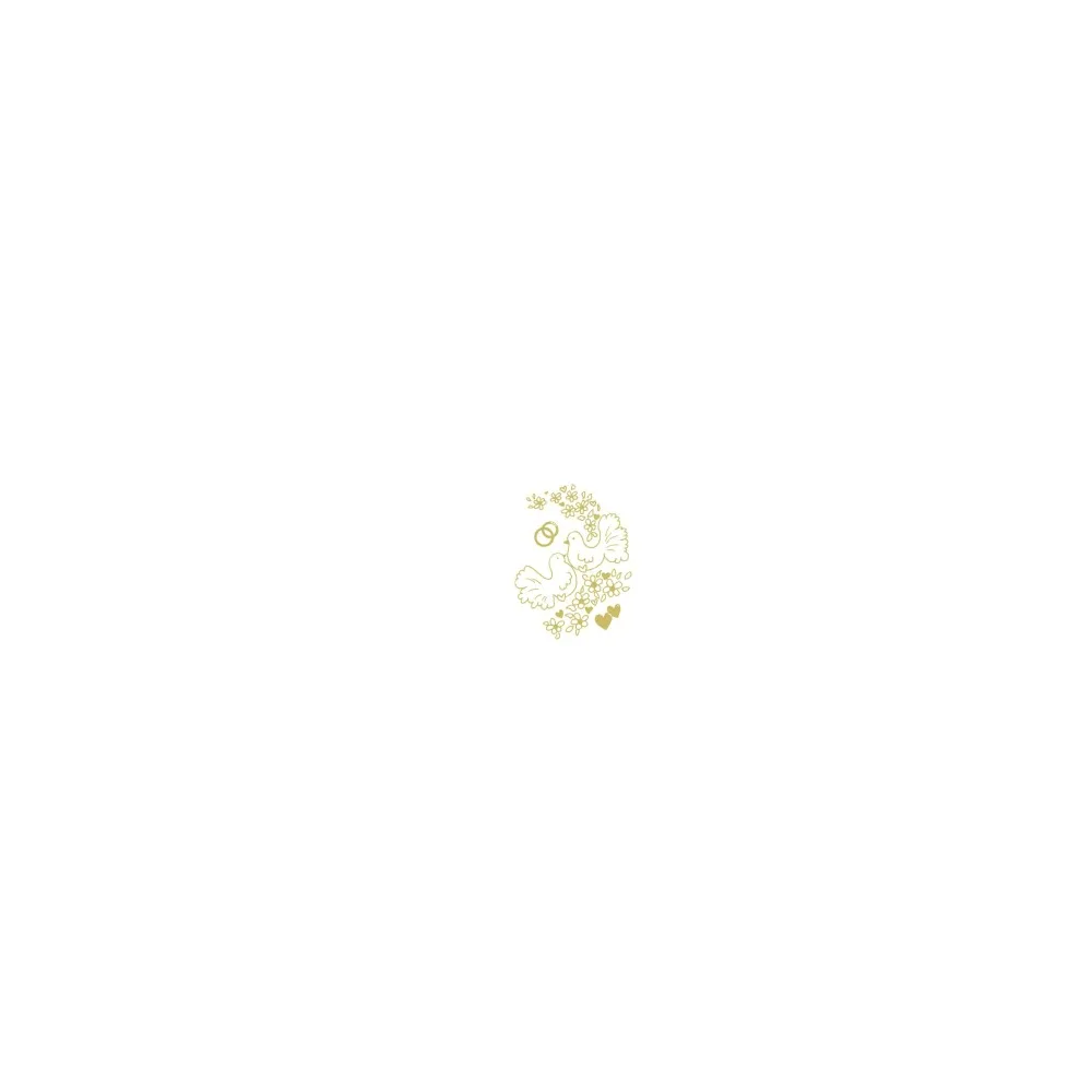 Motivservietten Airlaid 40 x 40 cm "Goldene Tauben + Ringe" Hochzeit, 50 Stk.