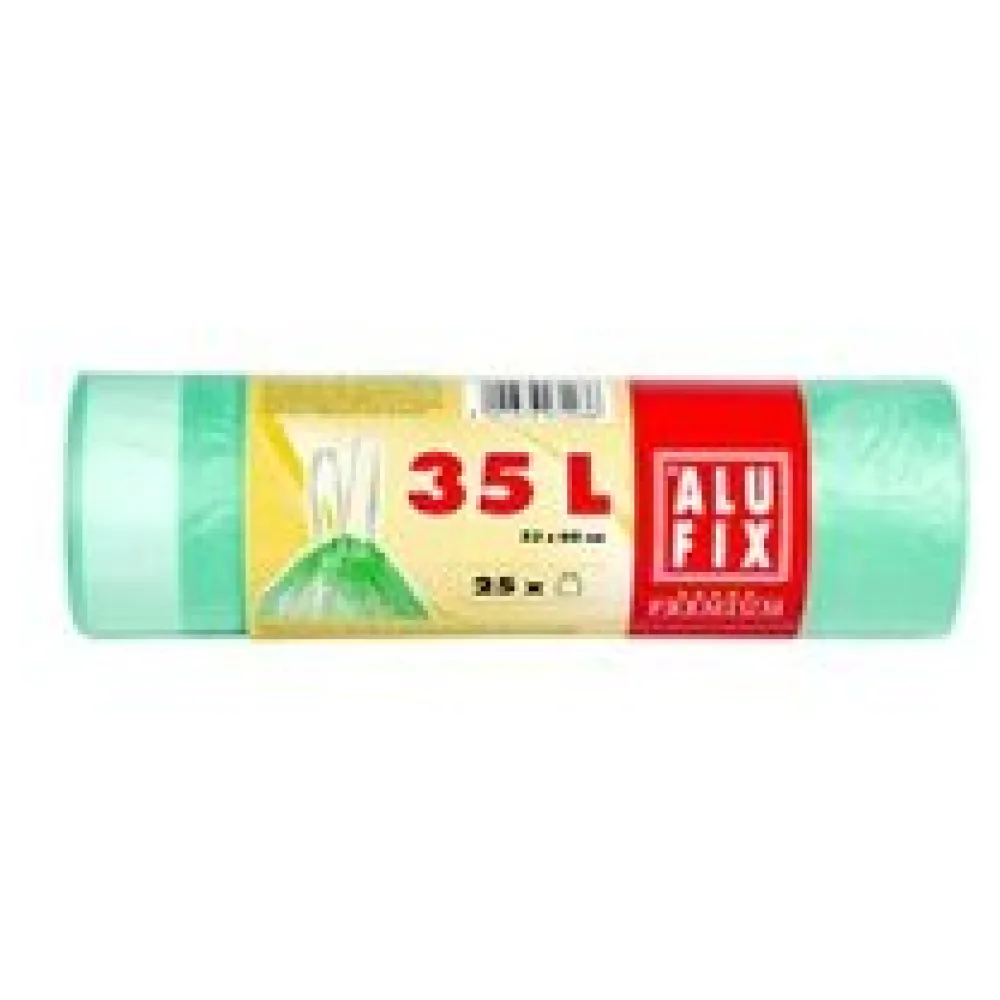 Müllsäcke mit Zugband 35L, HDPE 53x60 cm 15my, grün transparent, 25 Stk. – Bild 3