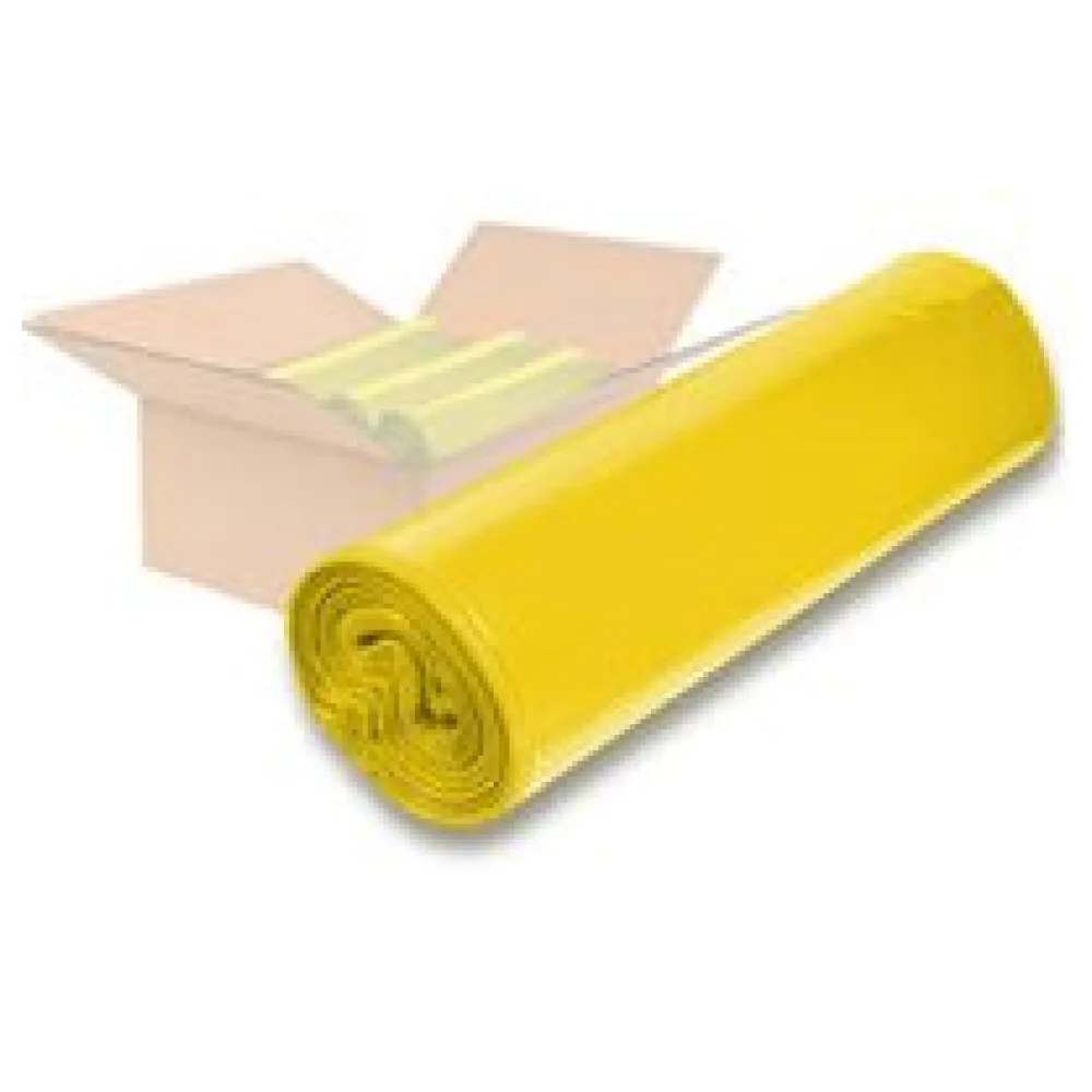 LDPE-Müllsäcke 120 L, 700 x 1100 mm, Typ 60 = 32 my, Regenerat gelb, 250 Stk. – Bild 3