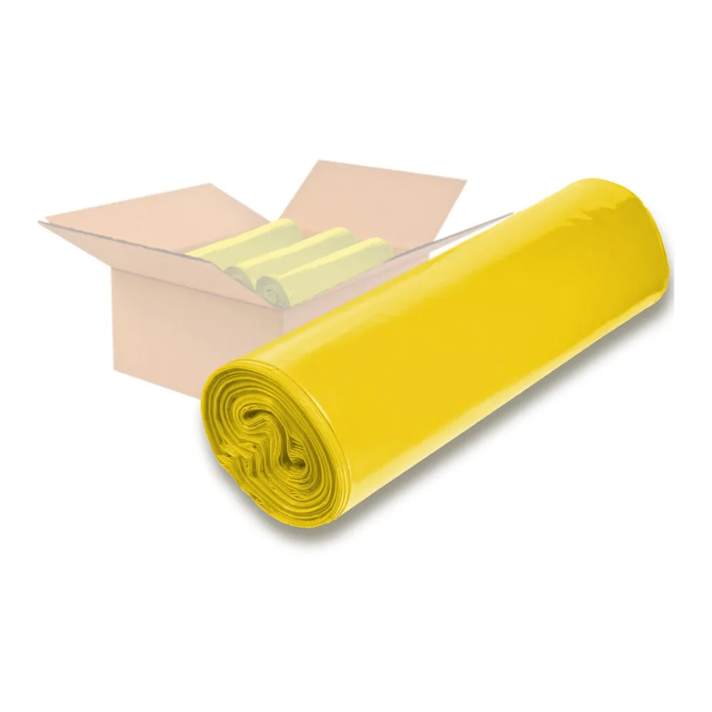 LDPE-Müllsäcke 120 L, 700 x 1100 mm, Typ 60 = 32 my, Regenerat gelb, 250 Stk. – Bild 2