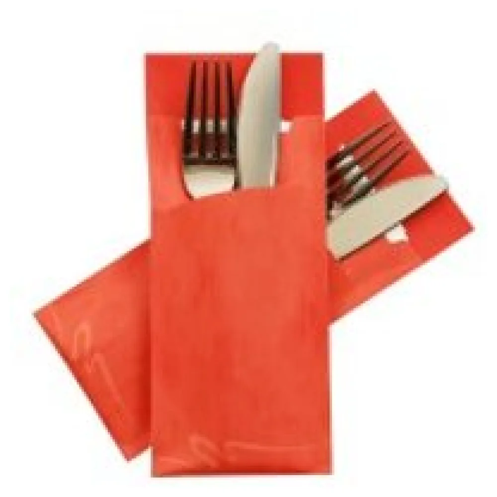 Pochetto Bestecktaschen 200x85mm orange marmor inkl. Serviette, 520 Stk. – Bild 3