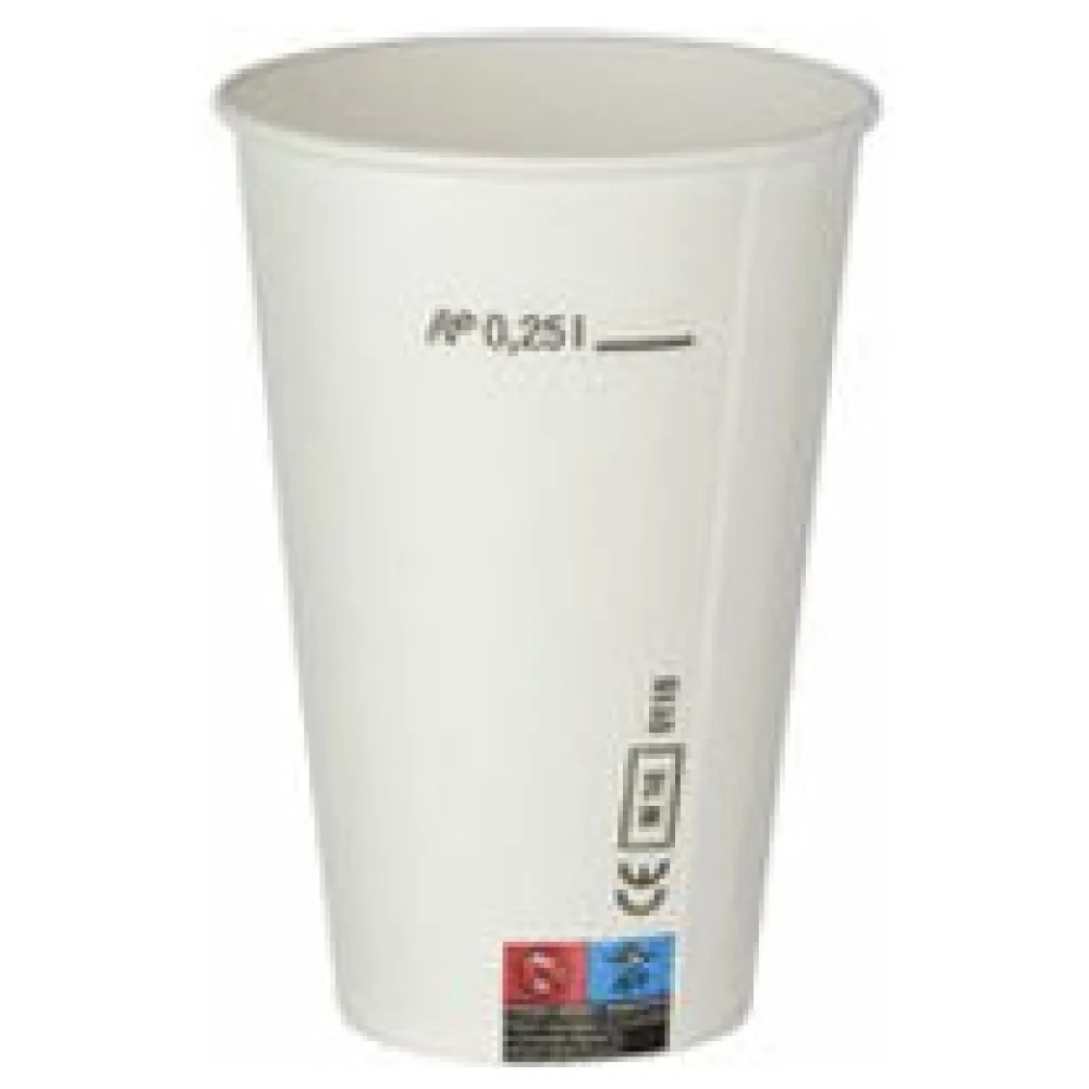 Kaltgetränkebecher Pappbecher weiß mit CE Eichstrich 250 ml 100 Stk. – Bild 3