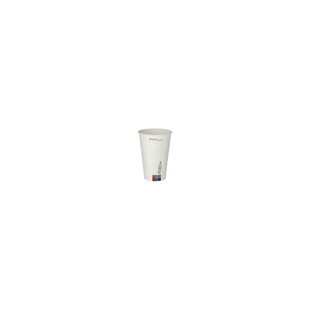 Kaltgetränkebecher Pappbecher weiß mit CE Eichstrich 300 ml 100 Stk.
