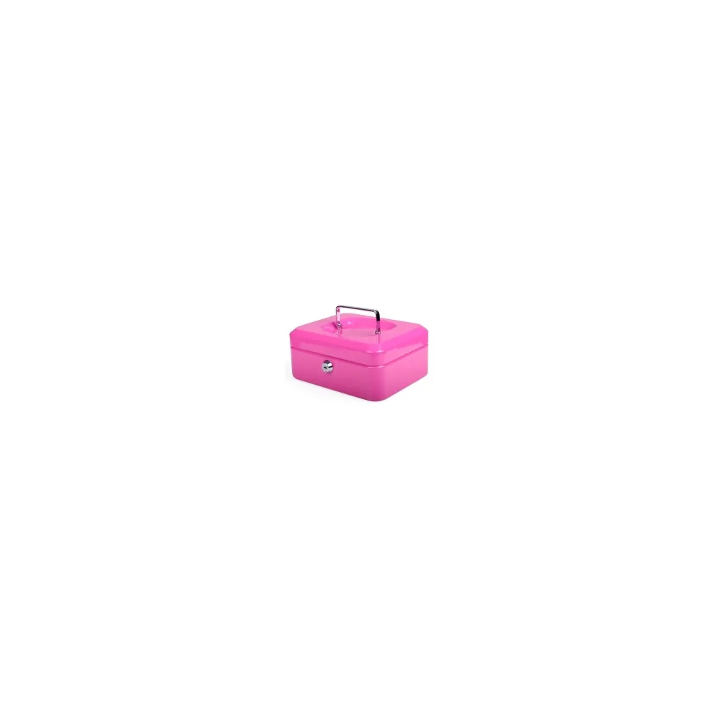 Geldkassette aus robustem Stahl mit herausnehmbaren Münzfächern 200 mm, rosa