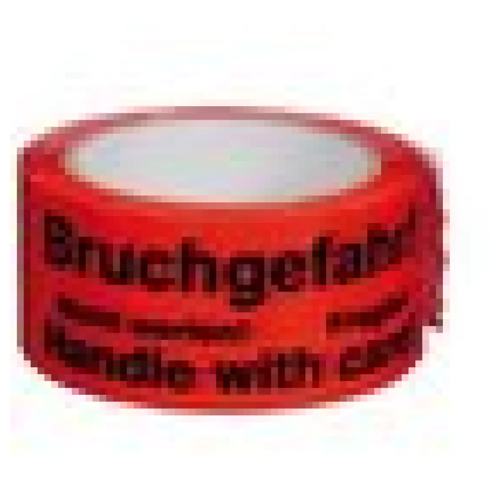 Packband Klebeband, 50mmx66m, rot mit mehrsprachigen Aufdruck BRUCHGEFAHR – Bild 4