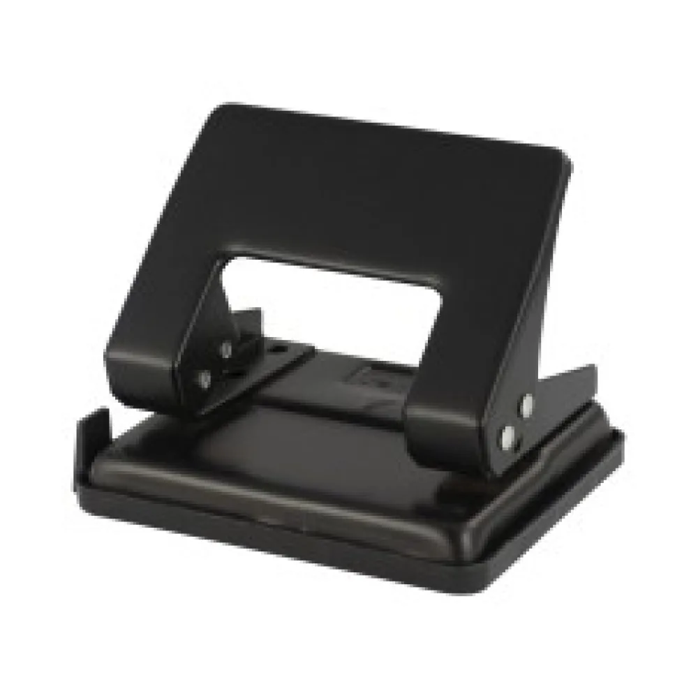 Premium Bürolocher mit Anschlagschiene für 20 Blatt Metallgehäuse, schwarz