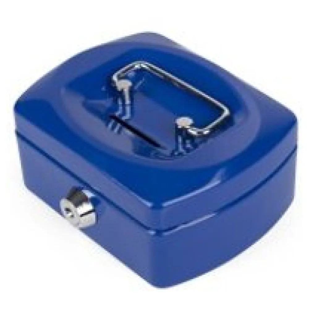 Geldkassette Spardose mit Sparschlitz mit entnehmbaren Münzfach 125 mm, blau – Bild 3