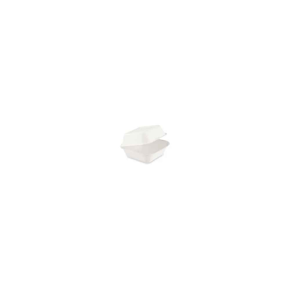 Bio Hamburgerbox Sandwichbox aus Zuckerrohr kompostierbar 152x150x78mm, 50 Stk.