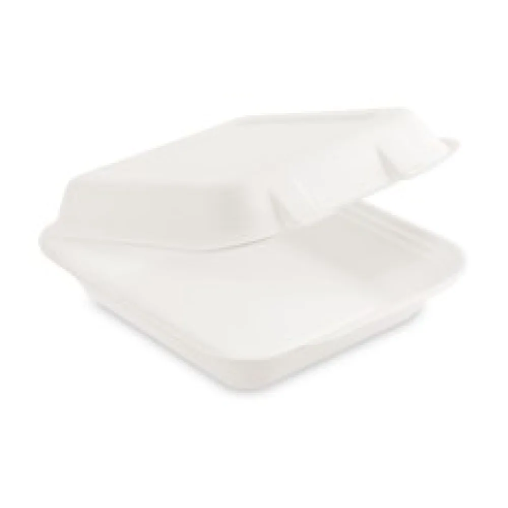 Bio Menüboxen Lunch-Boxen Sandwichbox Zuckerrohr kompostierbar 220x200x67mm, 50 Stk.
