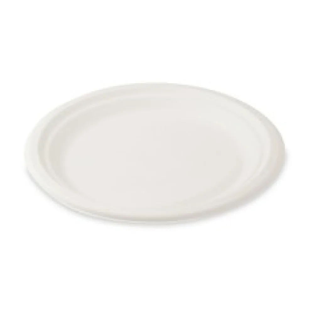 Bio Grillteller Fleischteller rund aus Zuckerrohr Bagasse O 22 cm, 50 Stk.