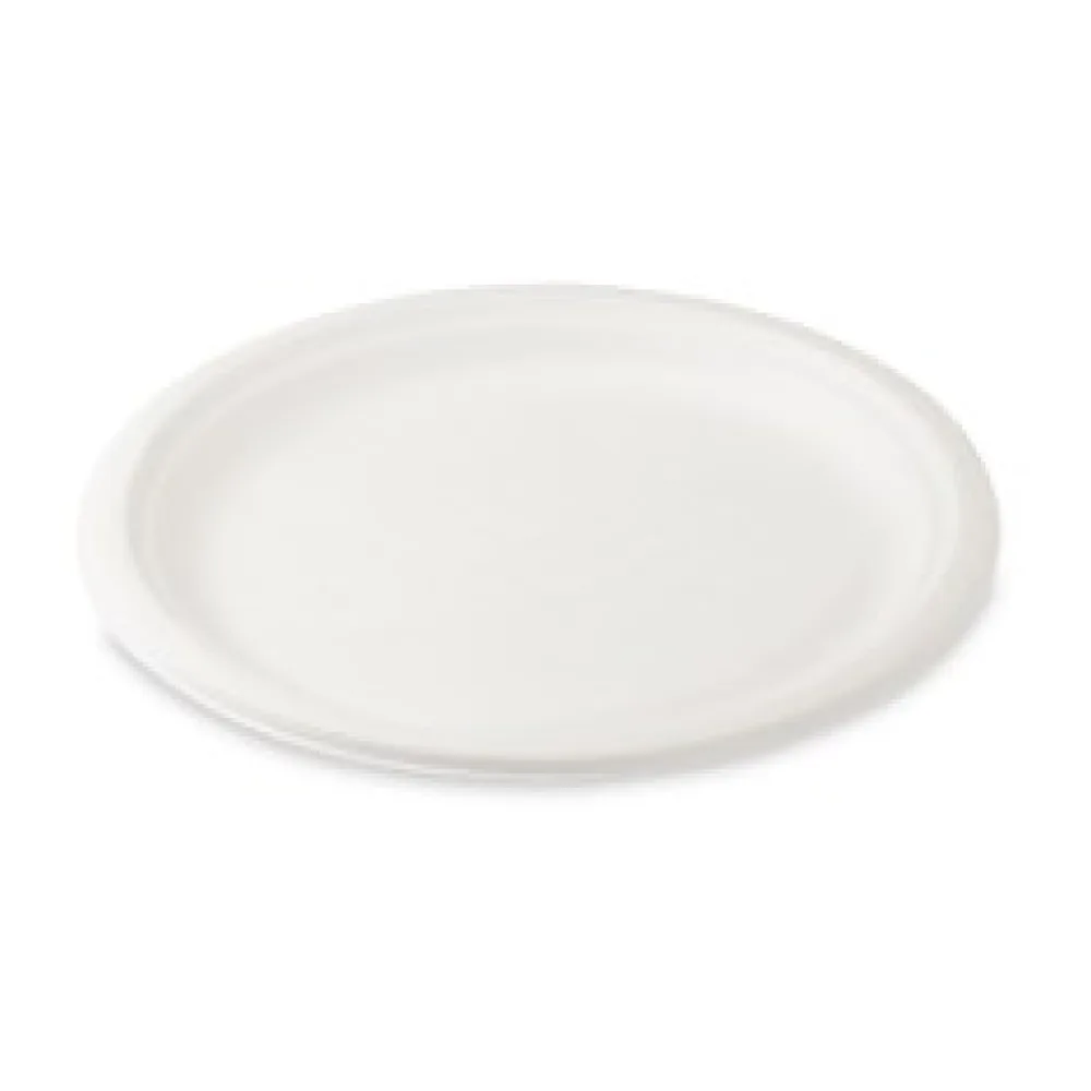 Bio Grillteller Fleischteller rund aus Zuckerrohr Bagasse O 26 cm, 50 Stk.