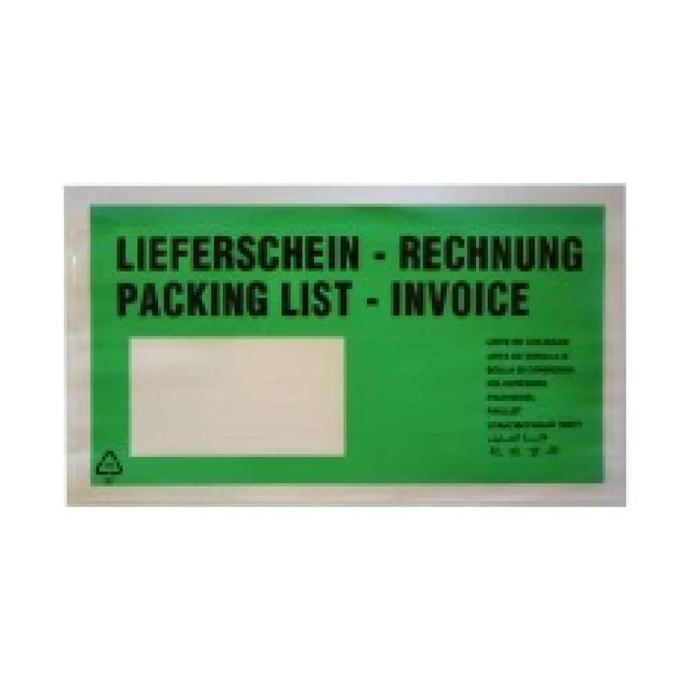 Dokumententaschen *Lieferschein/Rechnung* DIN Lang 235x130mm grün, 1000 Stk.