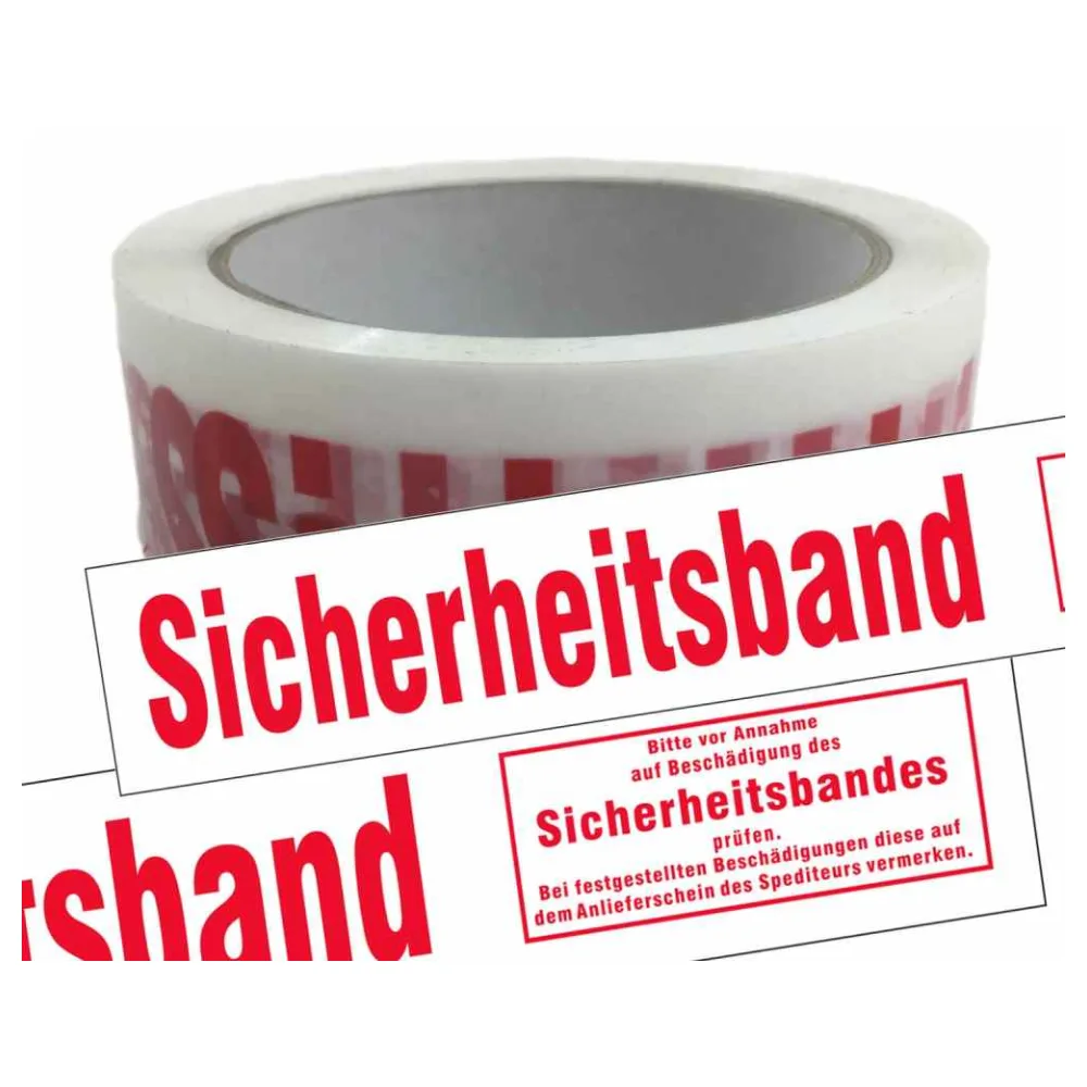 Packband Klebeband 50mmx66m low noise weiß-transparent mit Aufdruck SICHERHEITSBAND – Bild 2