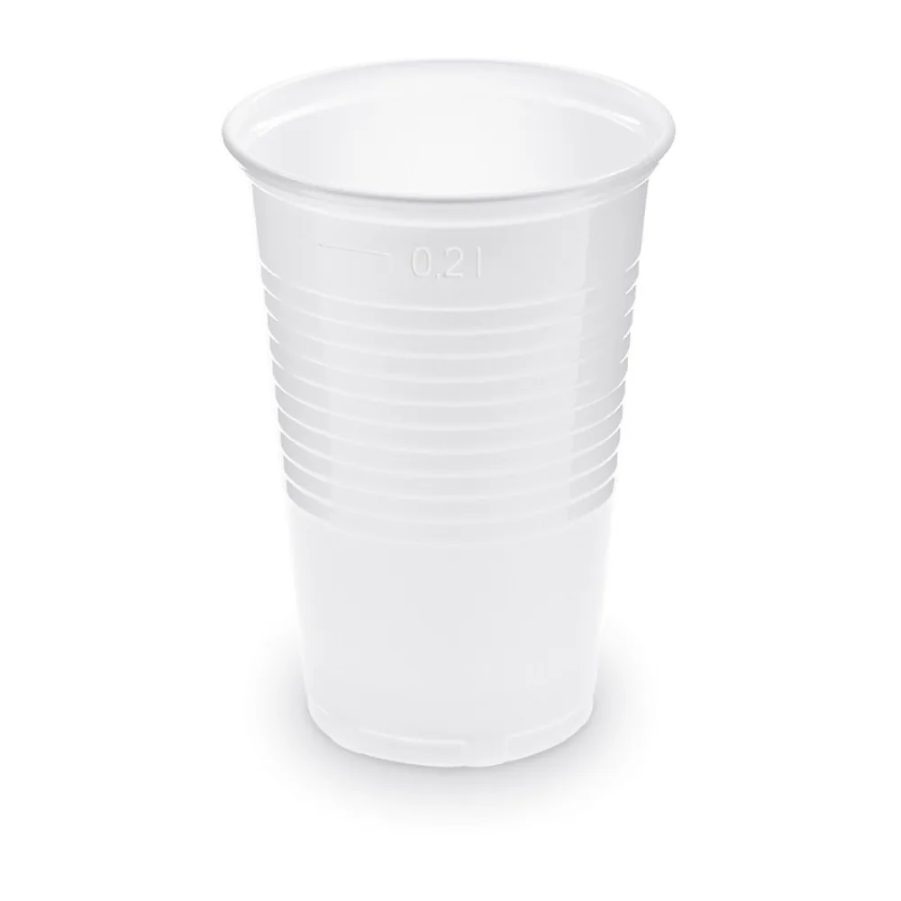 Trinkbecher weiß 200 ml Eichstrich bei 0,2 L, PP, O 70 mm, 100 Stk. – Bild 2
