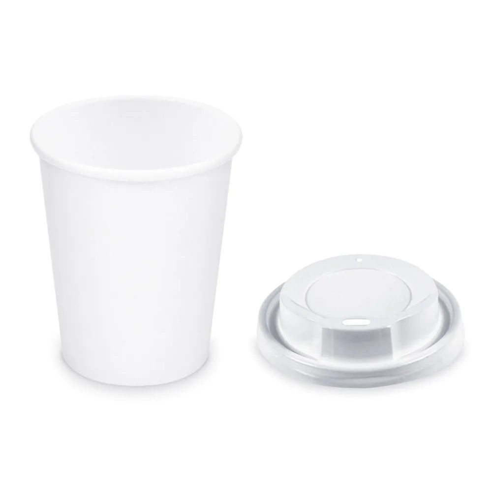 Pappbecher Getränkebecher weiß 150 ml 200 ml O 73mm inkl. Trinkdeckel 100 Stk. – Bild 2