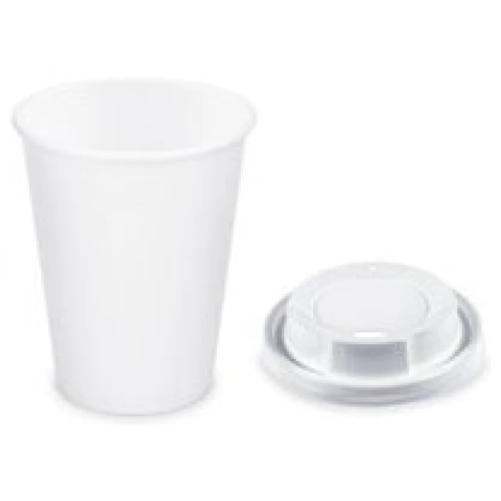 Pappbecher Getränkebecher weiß 350 ml 420 ml O 90mm inkl. Trinkdeckel 100 Stk. – Bild 3