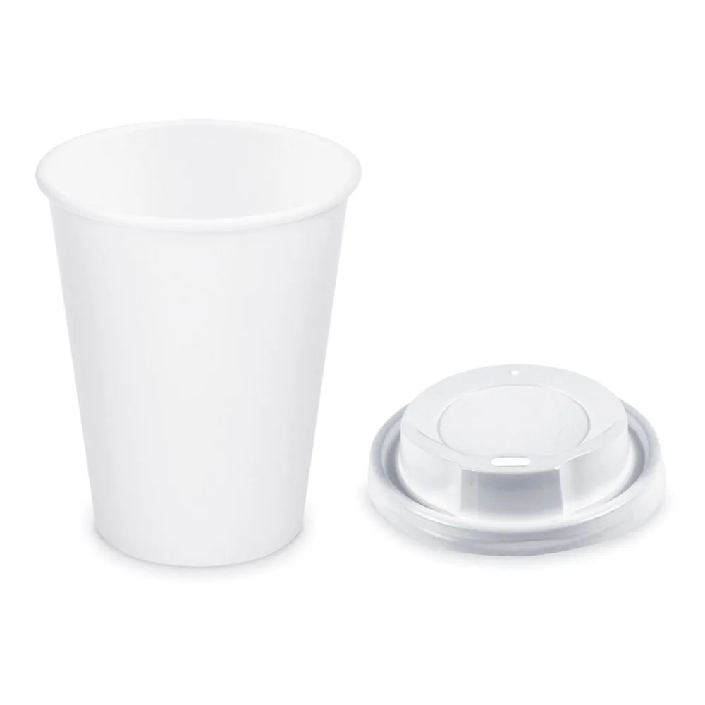 Pappbecher Getränkebecher weiß 350 ml 420 ml O 90mm inkl. Trinkdeckel 100 Stk. – Bild 2