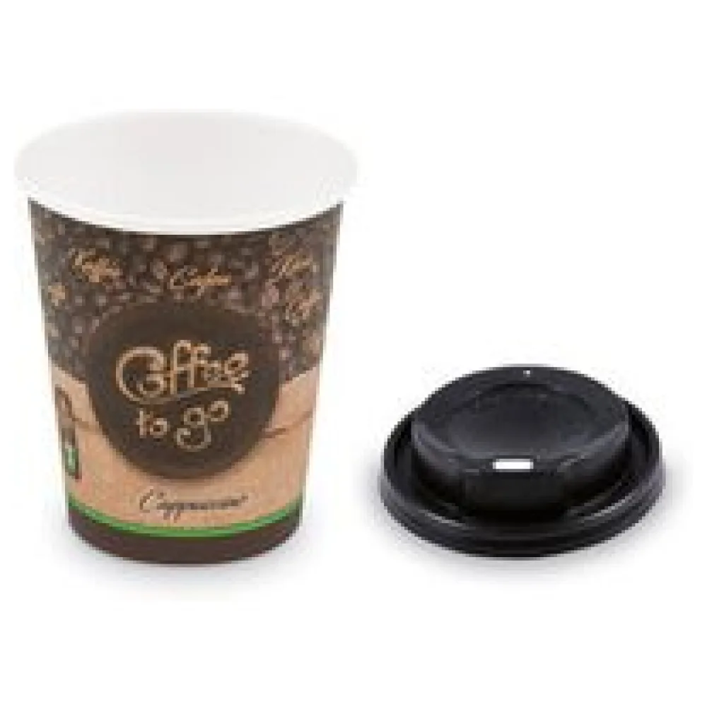 Kaffeebecher M 'Cappuccino To Go' mit Trinkdeckel schwarz 200 ml 280 ml 100 Stk. – Bild 3