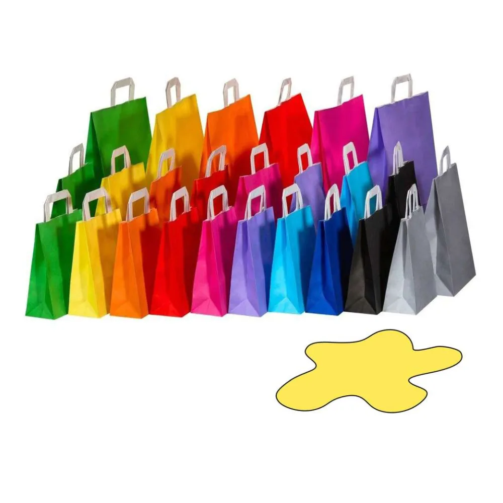 Papiertragetaschen Papiertaschen Flachhenkel 18x8x22cm gelb, 70gr. 50 Stk. – Bild 2