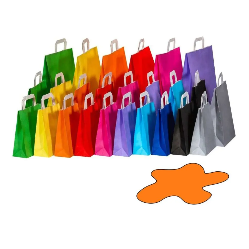 Papiertragetaschen Papiertaschen Flachhenkel 18x8x22cm orange, 70gr. 50 Stk. – Bild 2