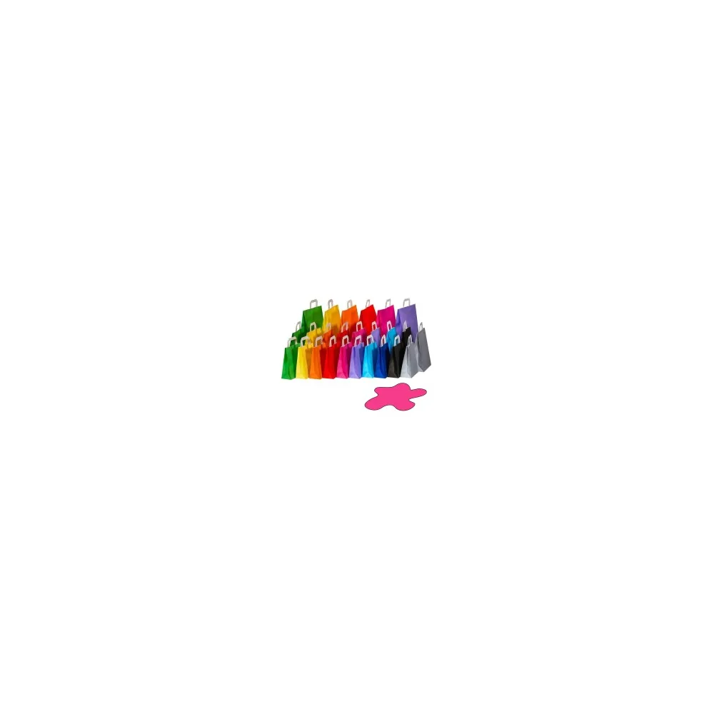 Papiertragetaschen Papiertaschen Flachhenkel 18x8x22cm pink, 70gr. 50 Stk.