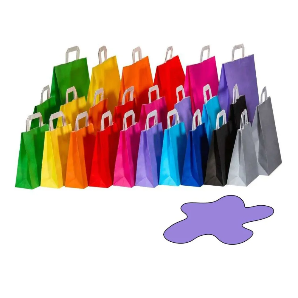 Papiertragetaschen Papiertaschen Flachhenkel 18x8x22cm violett, 70gr. 50 Stk. – Bild 2