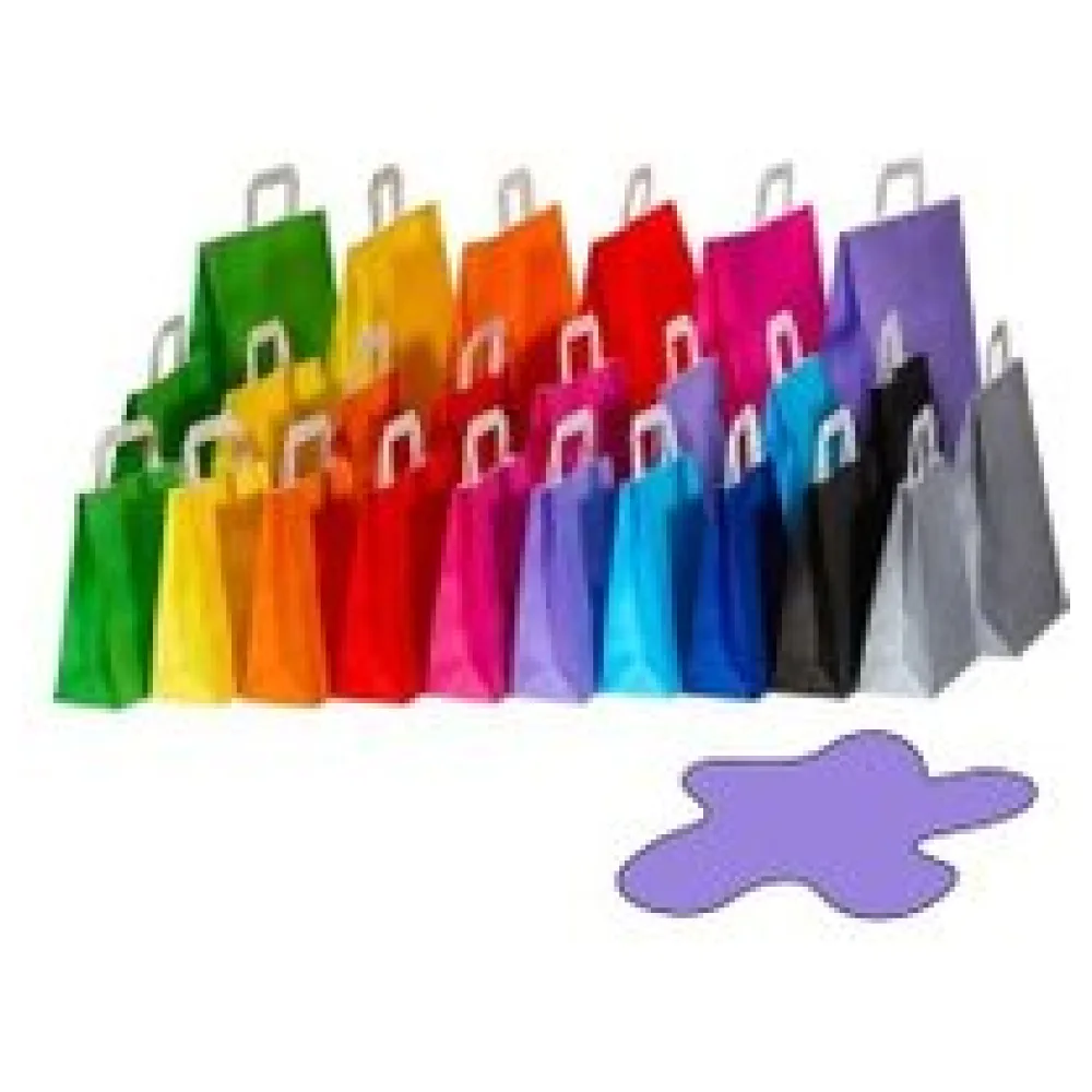 Papiertragetaschen Papiertaschen Flachhenkel 18x8x22cm violett, 70gr. 50 Stk. – Bild 3
