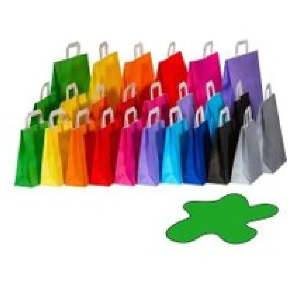 Papiertragetaschen Papiertaschen Flachhenkel 18x8x22cm grün, 70gr. 50 Stk. – Bild 3