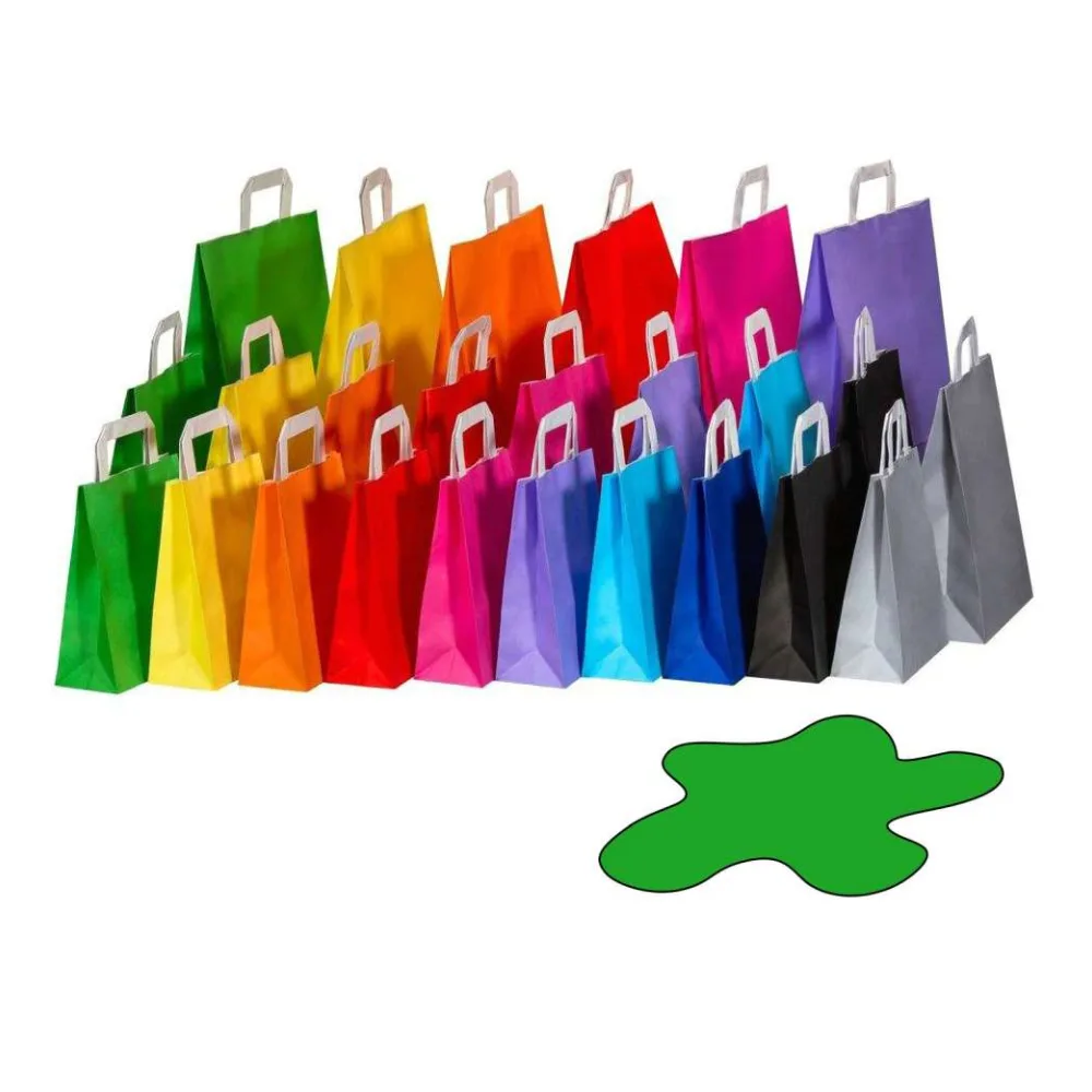 Papiertragetaschen Papiertaschen Flachhenkel 18x8x22cm grün, 70gr. 50 Stk. – Bild 2