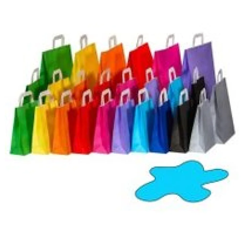 Papiertragetaschen Papiertaschen Flachhenkel 18x8x22cm hellblau 70gr. 50 Stk. – Bild 3