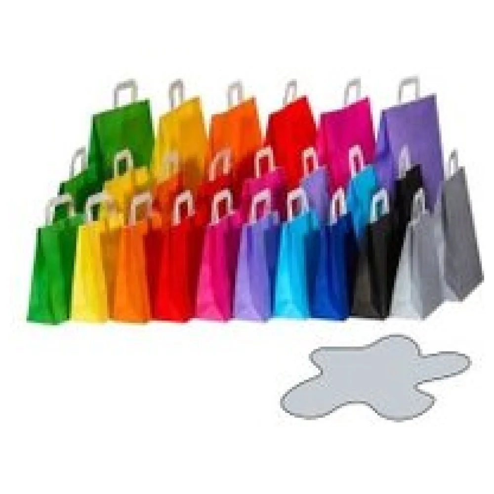 Papiertragetaschen Papiertaschen Flachhenkel 18x8x22cm grau, 70gr. 50 Stk. – Bild 3