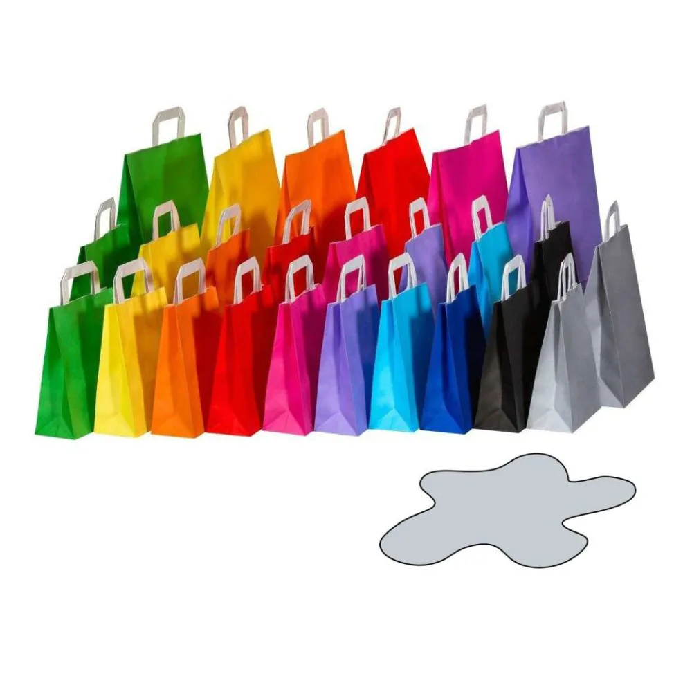 Papiertragetaschen Papiertaschen Flachhenkel 18x8x22cm grau, 70gr. 50 Stk. – Bild 2