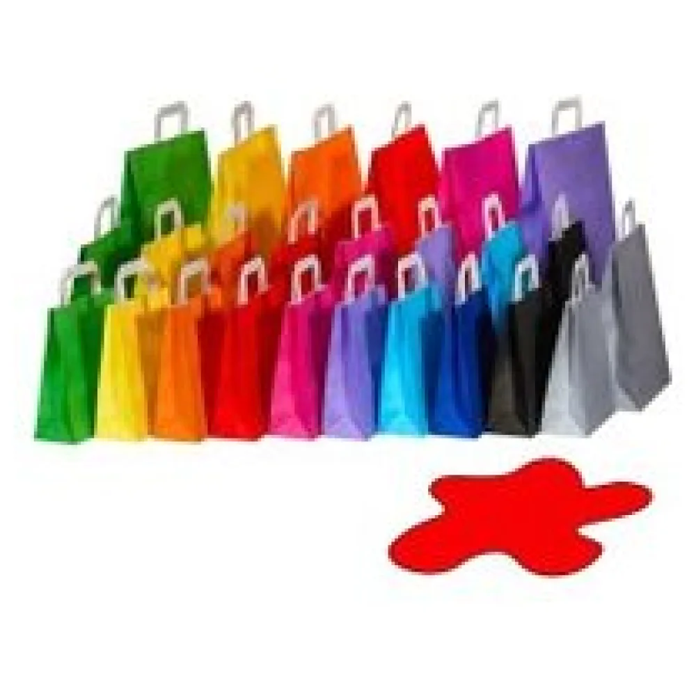 Papiertragetaschen Papiertaschen Flachhenkel 22x10x28cm rot, 70gr. 50 Stk. – Bild 3