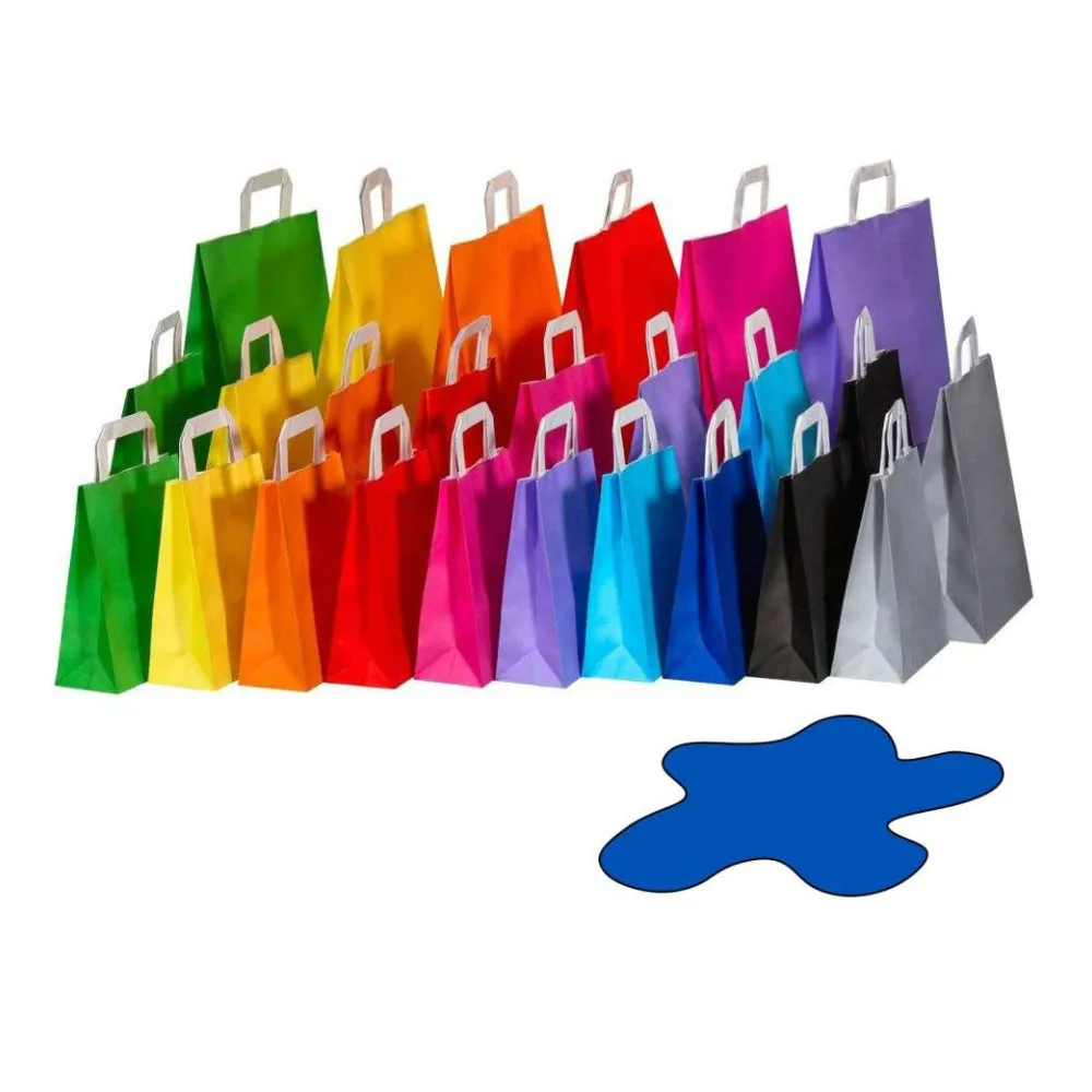 Papiertragetaschen Papiertaschen Flachhenkel 18x8x22cm blau, 70gr. 50 Stk. – Bild 2