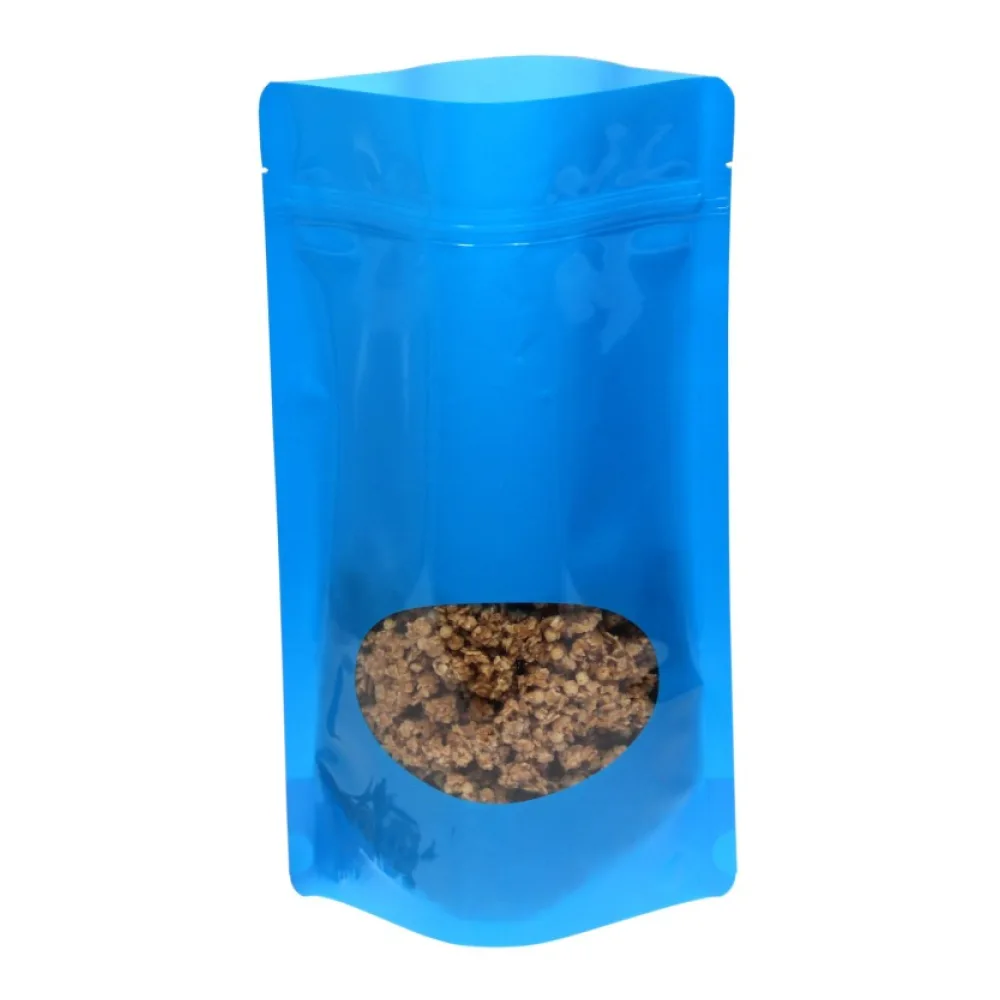 Standbodenbeutel PET blau glänzend, mit Fenster, 110x185x65mm, 250 ml, 1000 Stk. – Bild 2