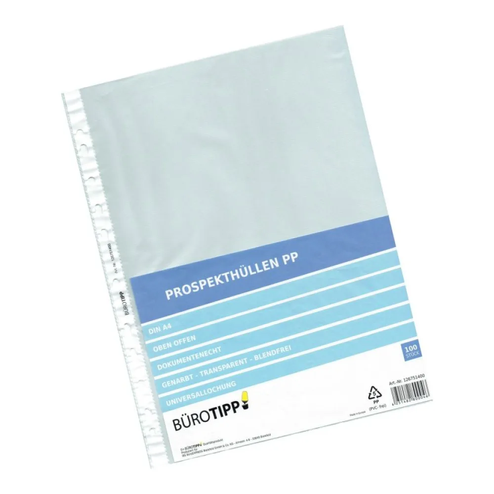 Prospekthüllen A4, Standard, oben offen, transparent/genarbt, 40my, 100 Stk. – Bild 2