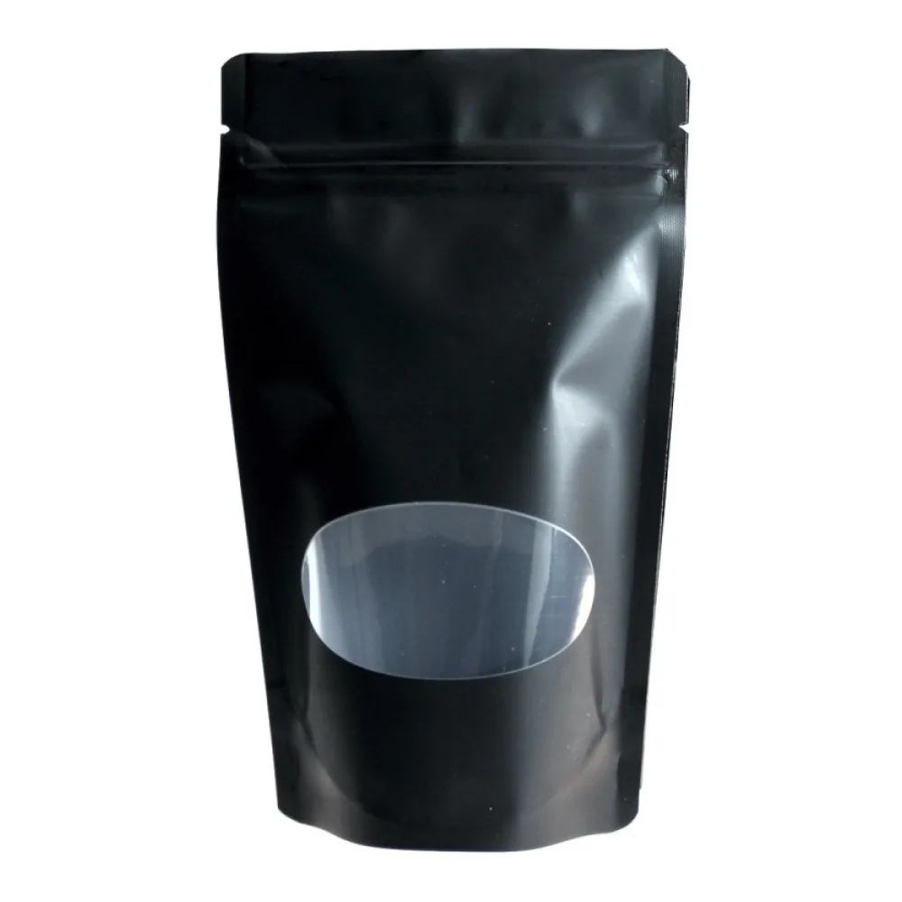 Standbodenbeutel PET schwarz glänzend mit Fenster 130x225x70mm, 500ml, 500 Stk. – Bild 2