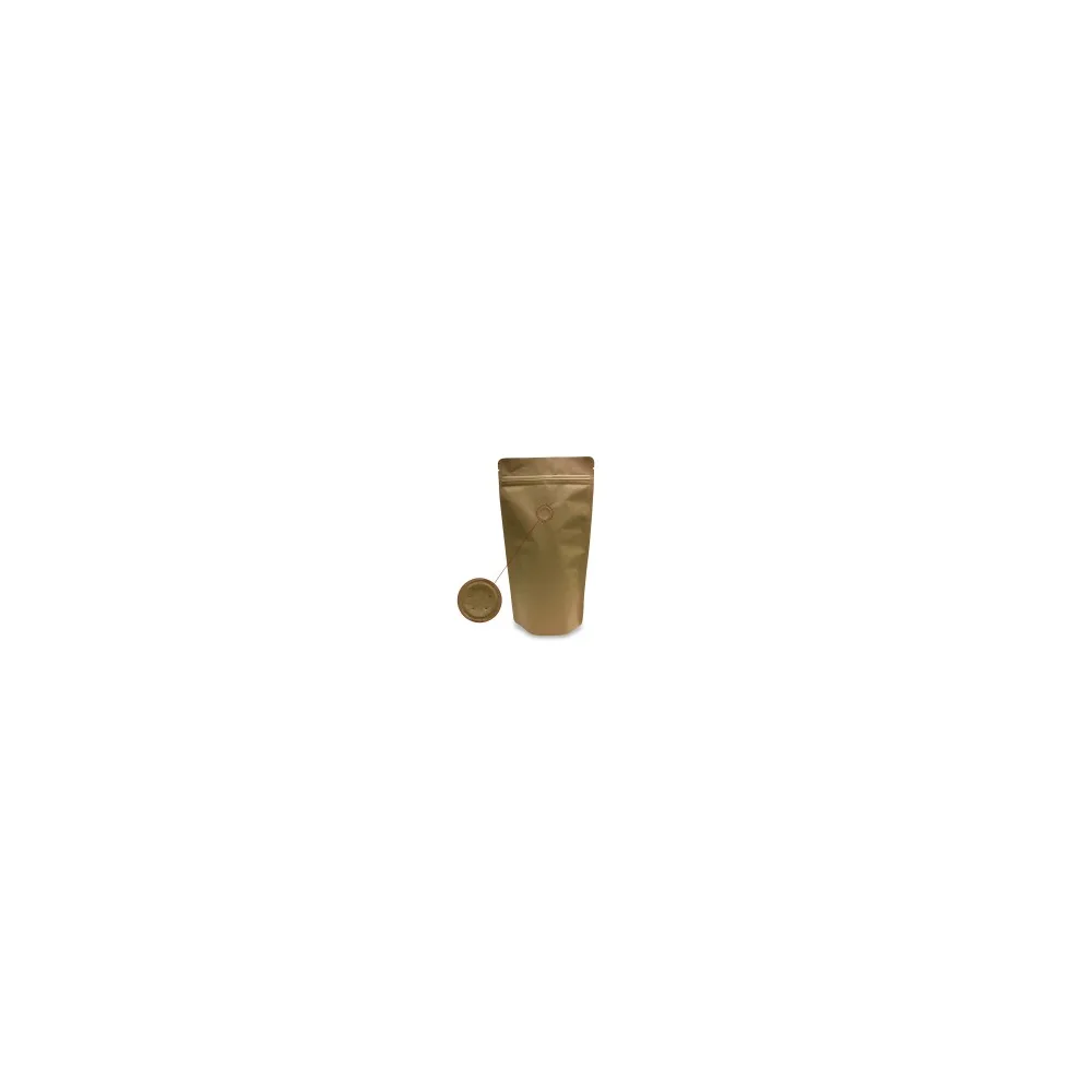 Standbodenbeutel Kraftpapier braun mit Aromaschutzventil 170x310x90mm, 500 Stk.