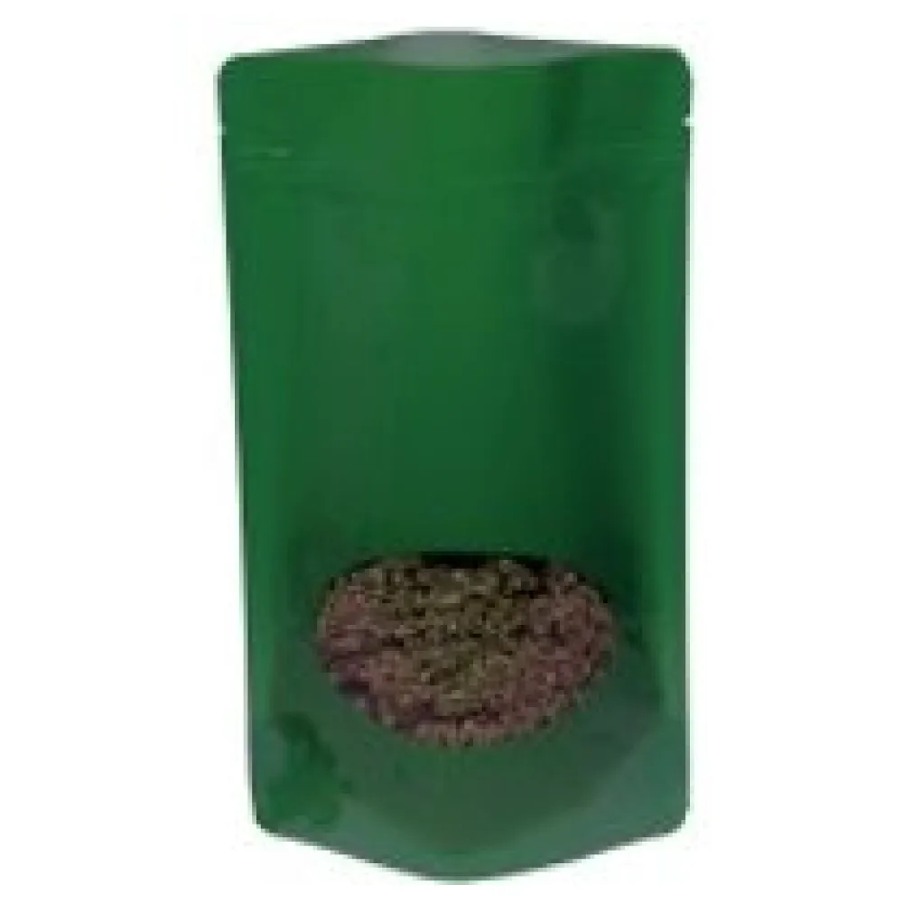 Standbodenbeutel PET dunkelgrün glänzend, mit Fenster, 180x290x90mm, 500 Stk. – Bild 3