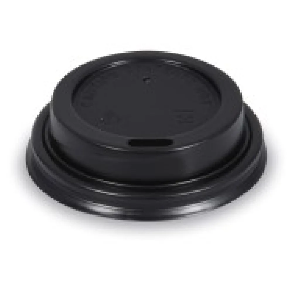 Domdeckel schwarz für Pappbecher mit O 62mm, 50 Stk.