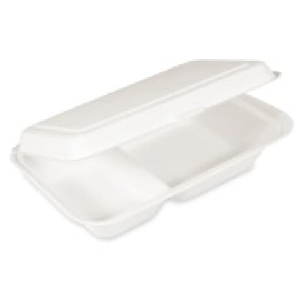 Bio Menüboxen Lunch-Boxen 2-geteilt aus Zuckerrohr Bagasse, 250x162x63 mm, 50 Stk.