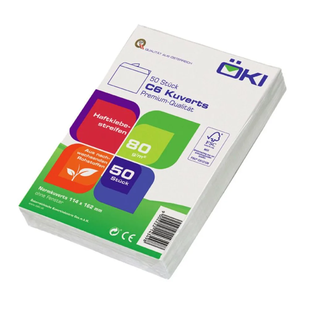 Kuvert C6 114x162mm weiß, 80 gr. Haftstreifen, 50 Stk. – Bild 2