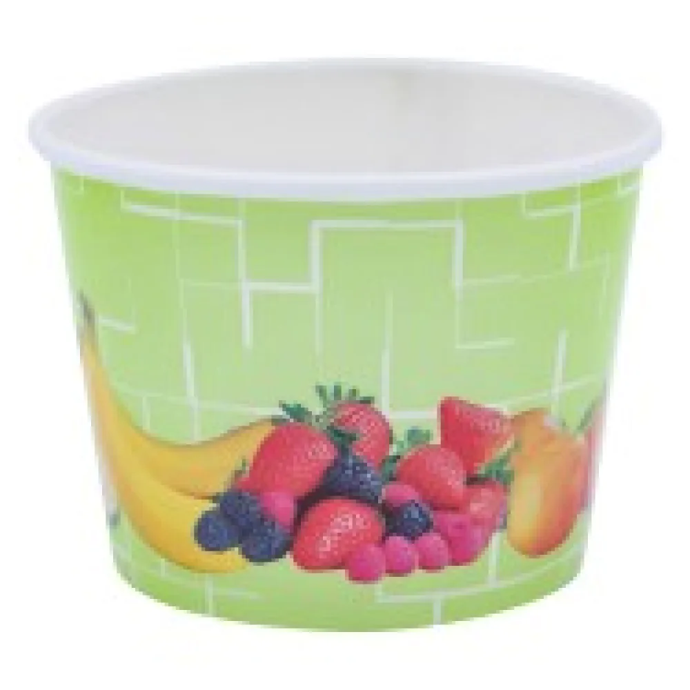 Eisbecher, Pappe rund 140 ml O 73mm, Höhe 52mm, "Fruchtreigen", 45 Stk.