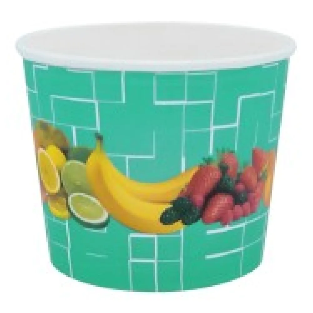 Eisbecher, Pappe rund 500 ml O 105mm, Höhe 84mm, "Fruchtreigen", 45 Stk.